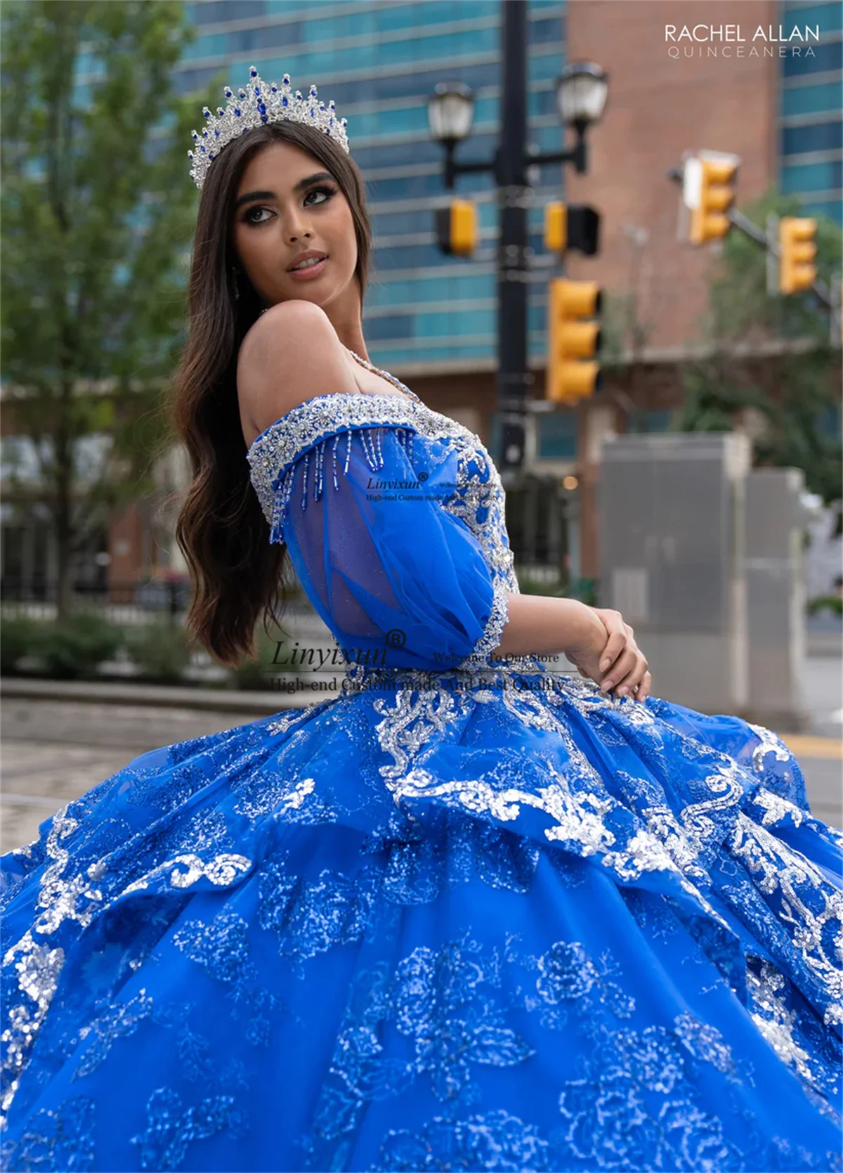 

Бальное платье Quinceanera Платья с аппликациями Кружева 3D ЦветокМаксиканский Sweet 16, Индивидуальные платья с открытыми плечами Vestidos De 15 VX anos