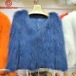 2024 New Style High Quality Natural Raccoon Fur Knitted Coat Women's Long Sleeve Winter Warm Genuine Fur Coats Long Jackets