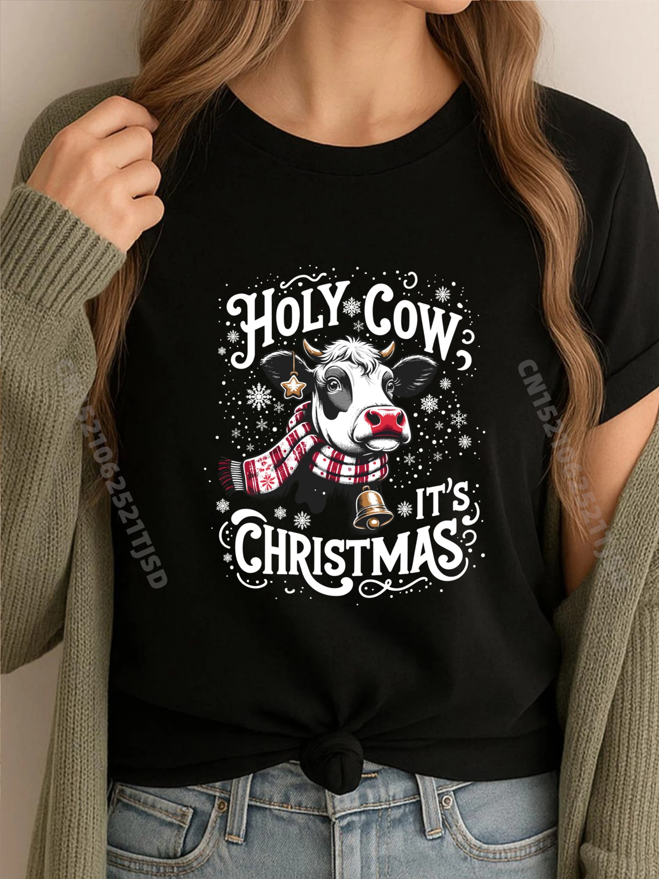 

Святая корова, Рождественский любитель коровы, фермерские животные, зеленая и белая футболка с рисунком, аниме, китайский стиль