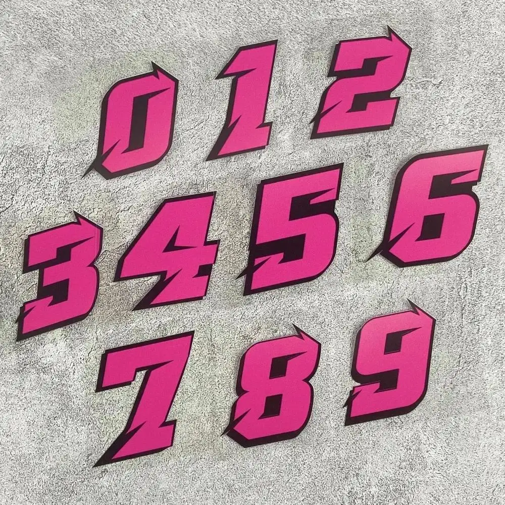 Pink Racing Number Stickers Set, Waterproof Vinyl Decals for Car Motorcycle Helmet
