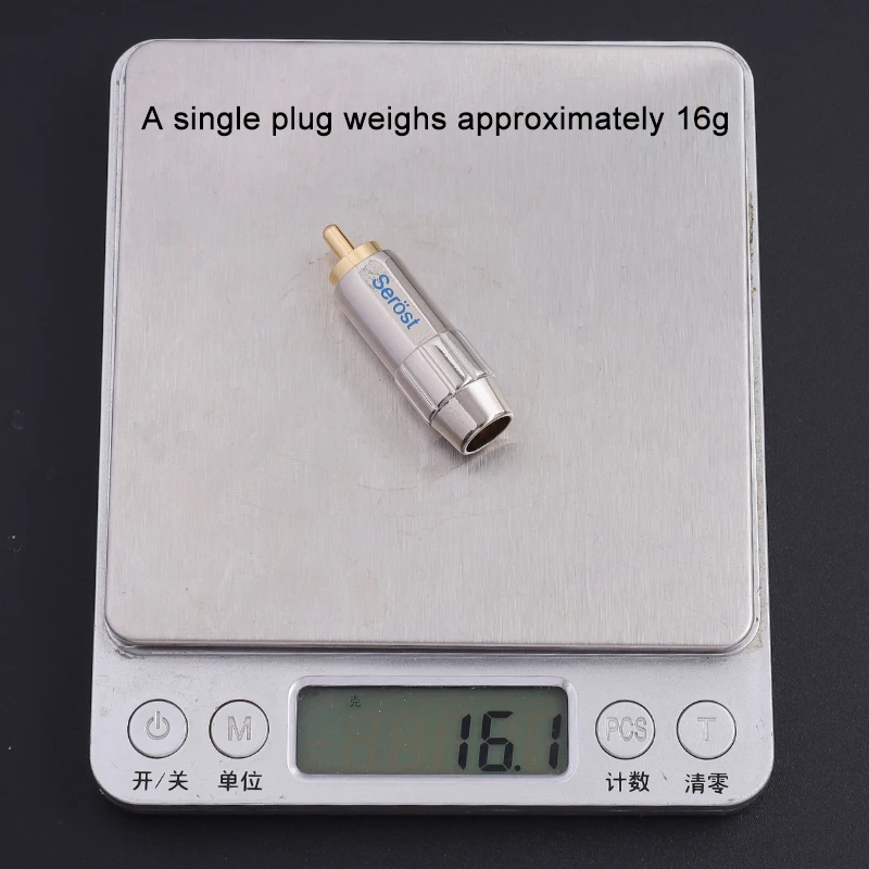 Serost R08 Cable de audio HiFi RCA 24K Conector de latón chapado en oro para 8 mm de diámetro