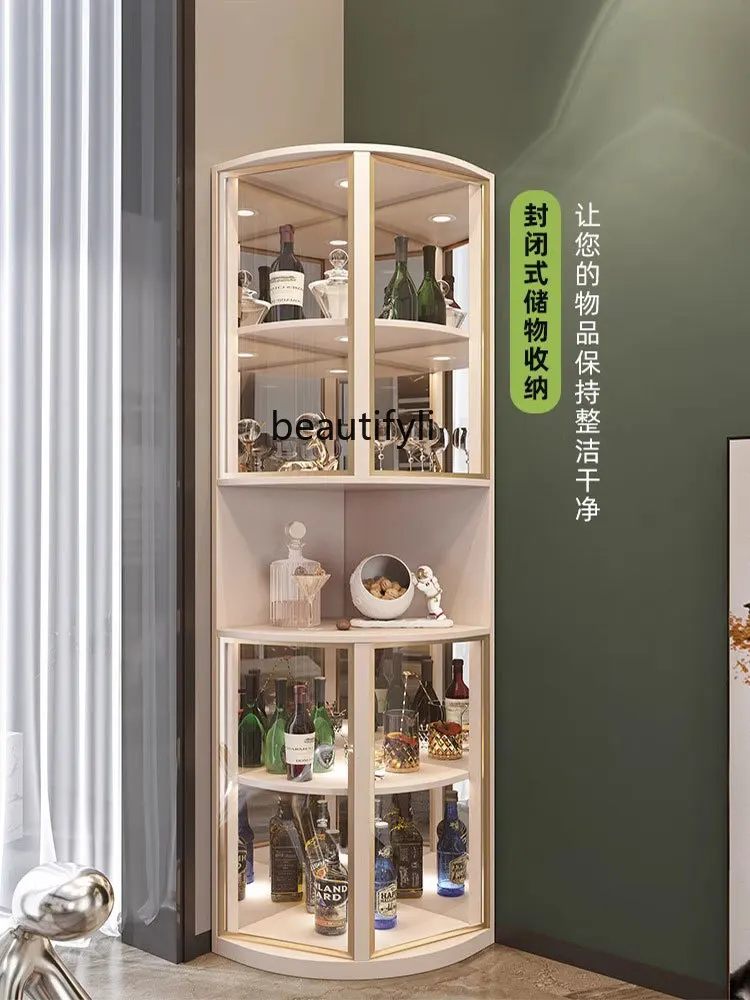 Light Luxury Corner Cabinet Fan-Shaped Display Cabinet Living Room Floor Triangle Wine Wall Sideboard Cabinet