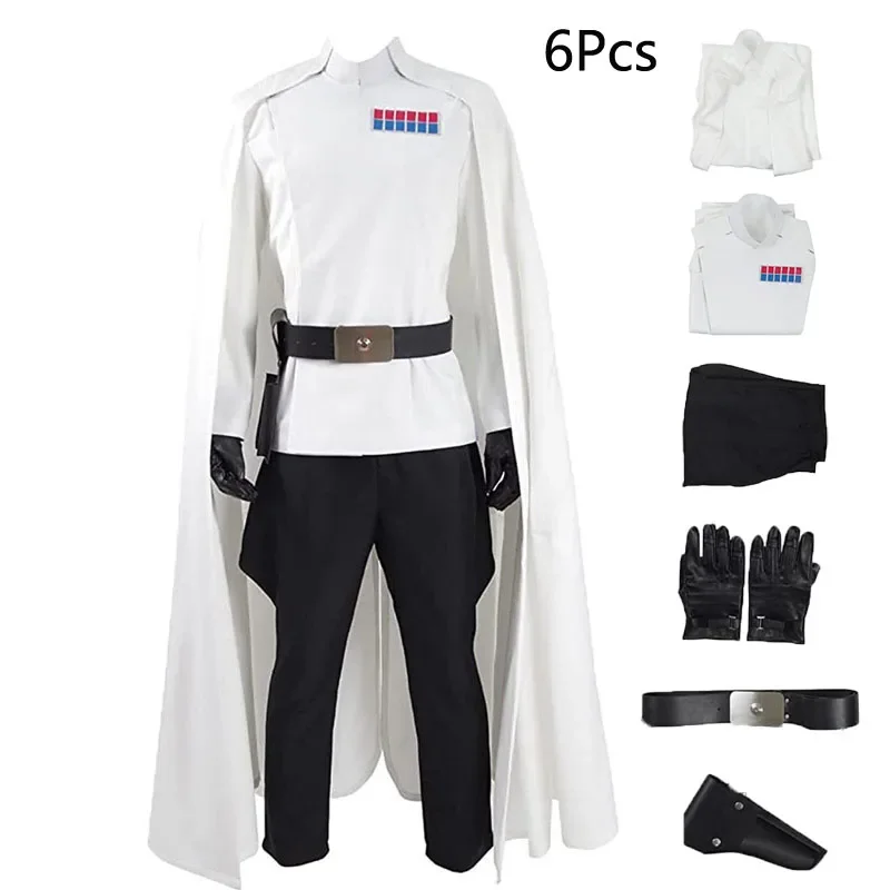 

Movie Guerre Stellari Orson Krennic Cosplay Costume White Outfits Cloak Pants Suit Imperial Official Role Play Uniform Halloween