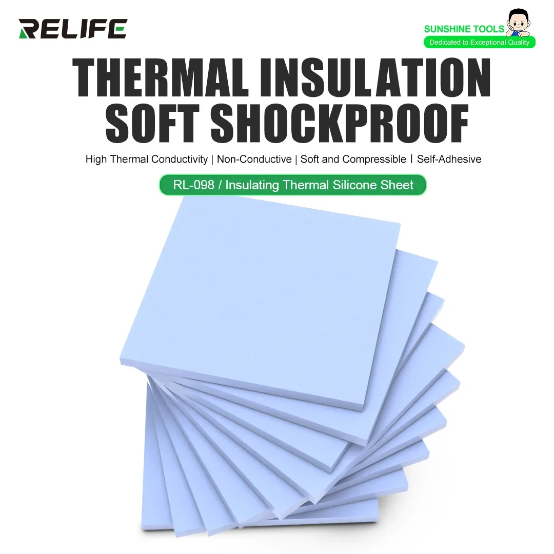 Relife RL-098 Insulating Thermal Silicone Sheet High Thermal Conductivity Non-Conductive Self-Adhesive Silicone Pad