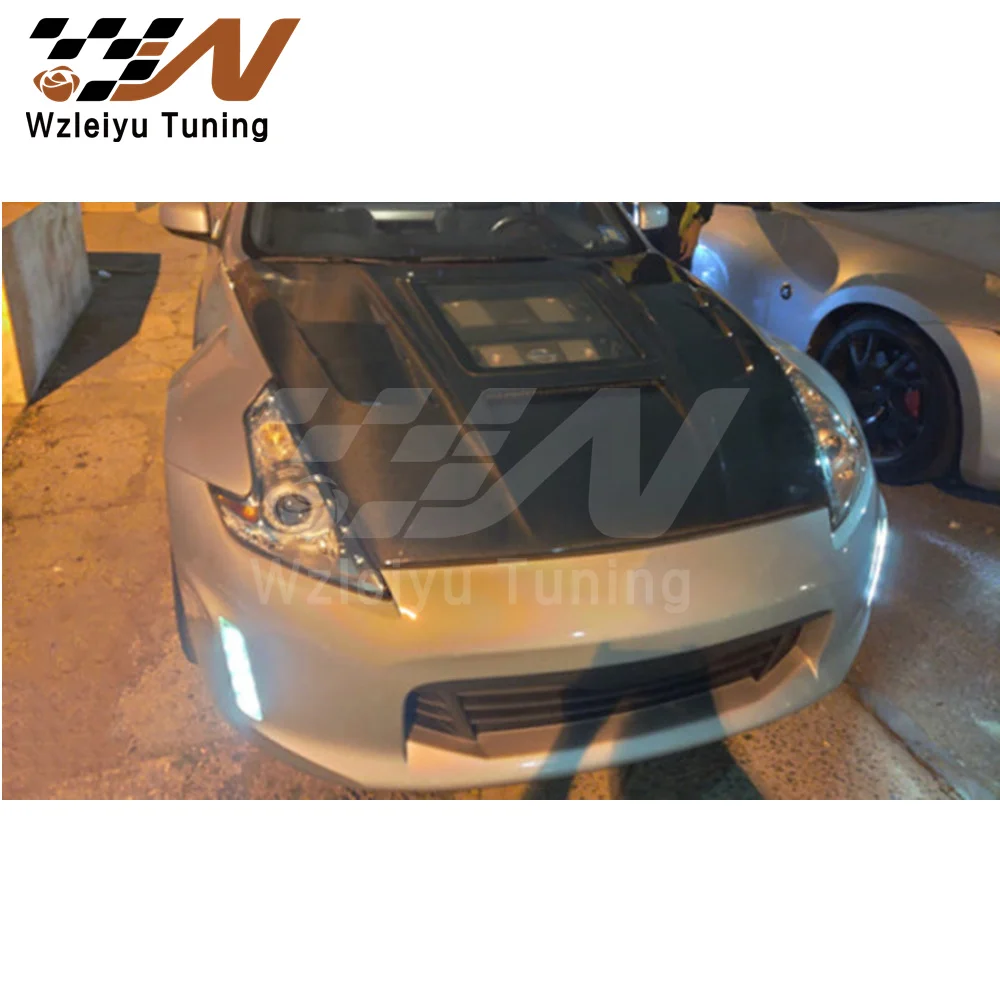 New Style Real Carbon Fiber Front Hood Bonnet With Tempered Glass Fit For Nissan 370Z Z34 High Quality Fitment