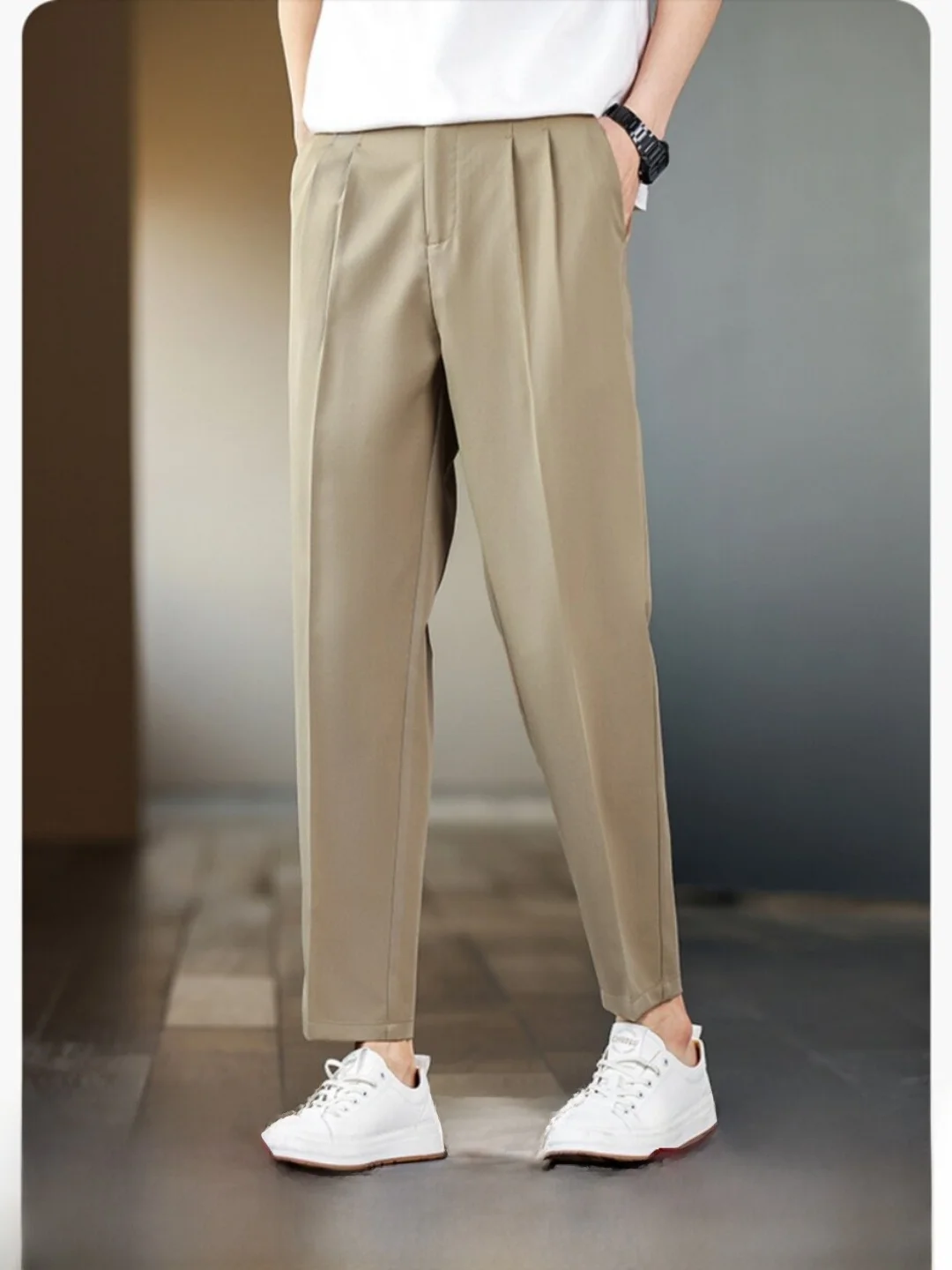Anti-Wrinkle Drapey Men's Summer High-End Lightweight Business Casual Commute Straight Leg Pants Fashion Urban Long Trousers