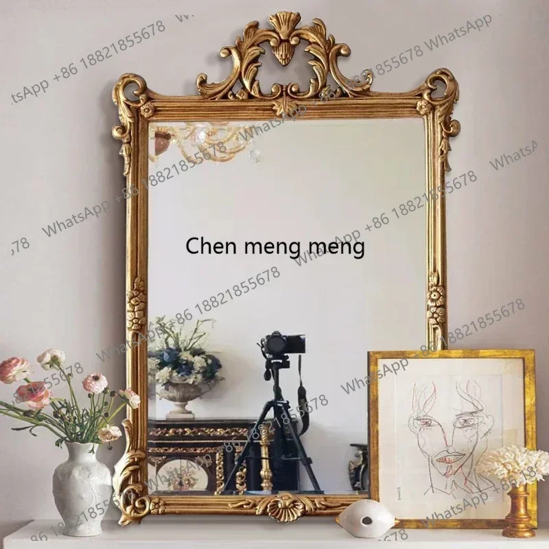 

D182High end French wall mounted restaurant decoration, vintage carved patterns, makeup, hand washing, bathroom mirror