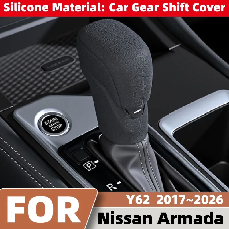 For Nissan Armada Y62 2017~2026 Car Gear Shift Knob Cover Gear Lever Protective Case Brake Device Handle Trim Covers Accessories