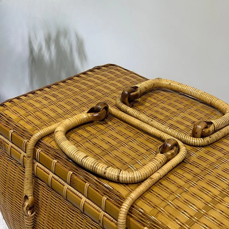 Bamboo weaving, bamboo weaving tea set storage basket, tea box, picnic basket