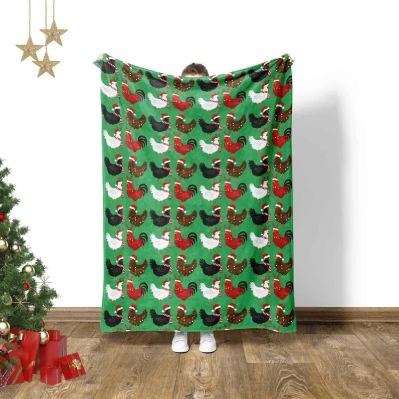 Christmas Chicken Blanket Farmhouse Christmas Home Decor Chicken Gift Farm Christmas Most Wonderful Time Unique Holiday Gift