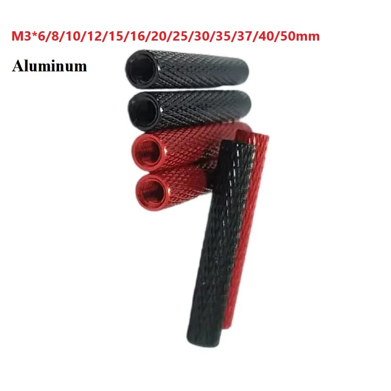 M3 Red/Black Knurled Aluminum Standoff Spacer Column Aluminum Rods 6/8/10/12/15/16/20 /25/30/35/37/40/50mm