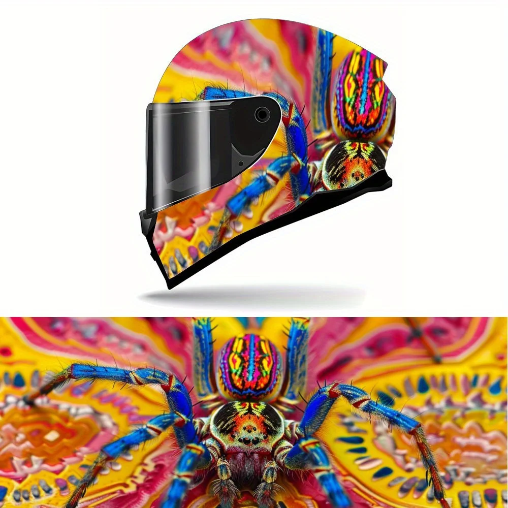 

Colorful spiders Art Print Full Helmet Wrap Sticker Motorcycle Helmet Racing Graphic Decal Vinyl Wrap Helmet Decorative Sticker