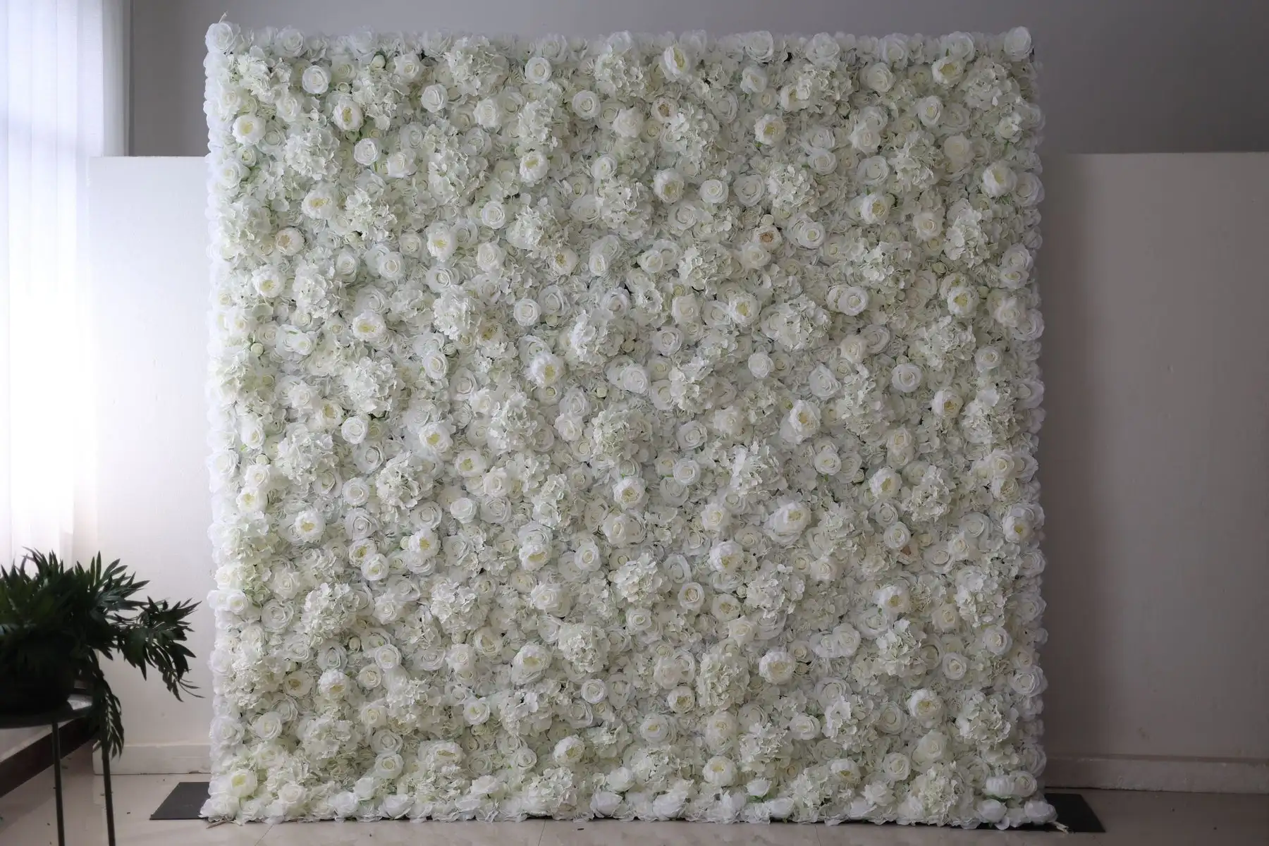 3D Royal Series Romantic Beautiful White Rose Gradient Cloth Curtain Flower Wall Wedding Backdrop Decor Fabric Wall Party Prop