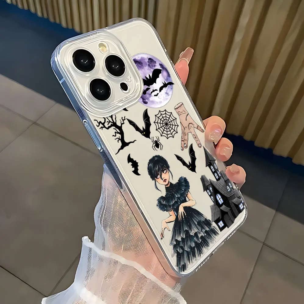 New Wednesday Addam Phone Case For iPhone 17 16 16e 15 14 13 12 11 Mini Pro Max X XR XSMax 7 8 Air Plus Transparent Back Cover