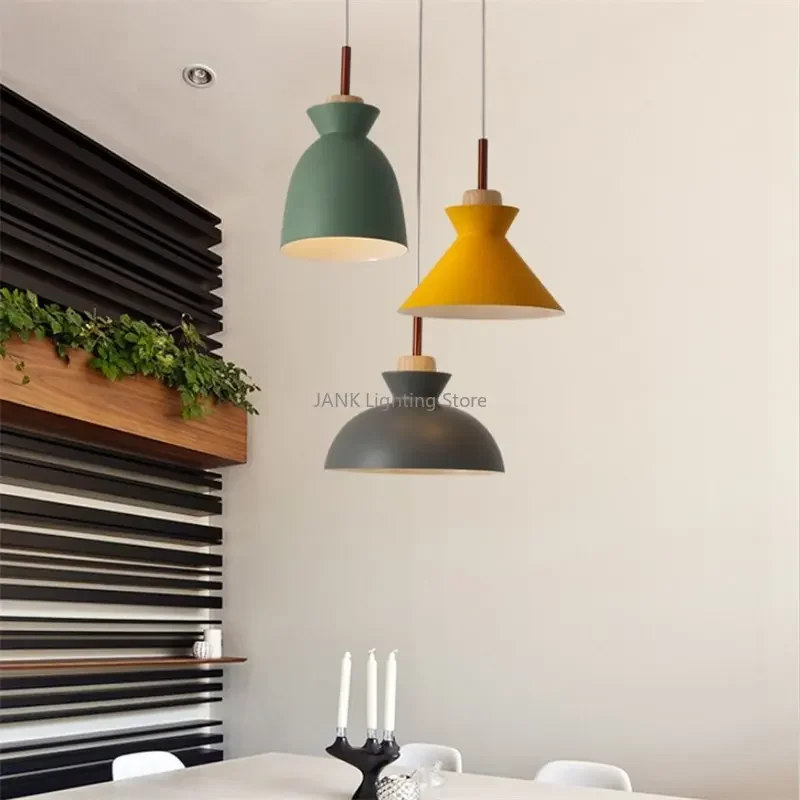 

Modern creative minimalist designer style solid wood chandelier bedroom study Makaron LED pendant light home decoration lamps