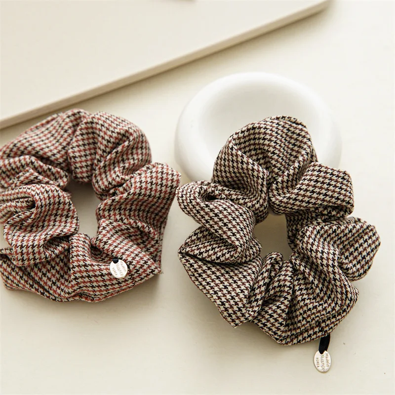 Nowe wzory marki anglia style Vintage Schrunchies Houndstooth gumki do włosów dla kobiet kucyk fryzury Chouchous