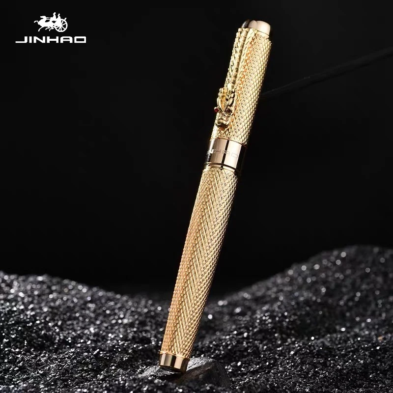 JINHAO 1200 Dragon Gold Clip Fountain Pens Luxury Elegant Pens M 0.7mm Nib Korean Stationery School Office Supplies