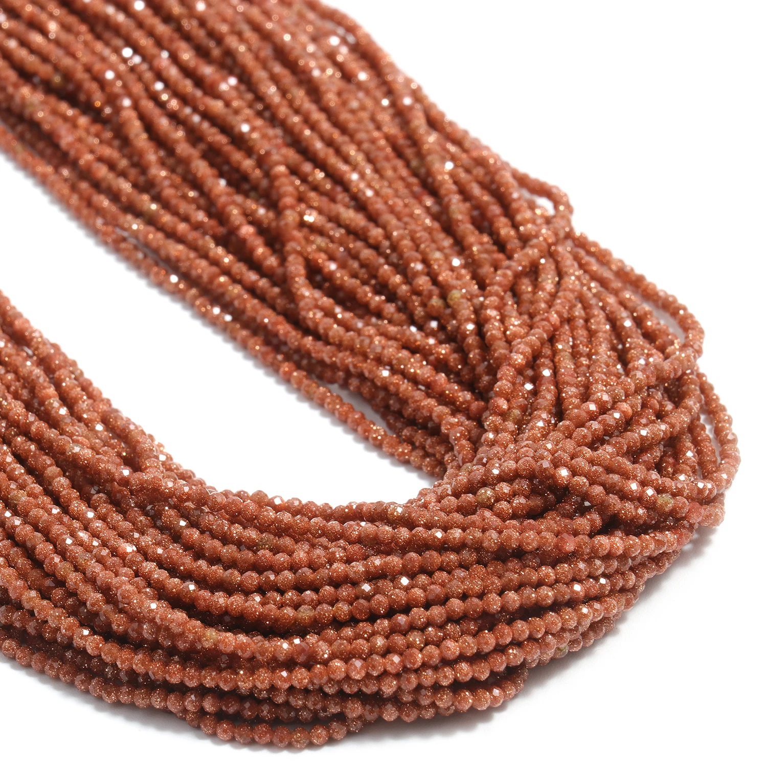 Großhandel Facettierte 2 3 4mm Natürliche Goldfarbene Sandsteinperlen Runde Kleine Lose Perlen für Schmuckherstellung DIY Armbänder Halsketten – Detail 1