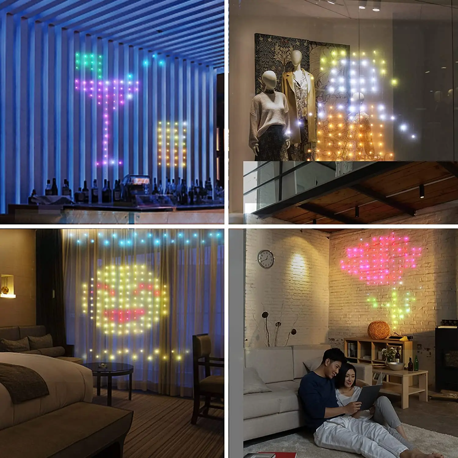 Cortina de luces LED RGB con Control por aplicación inteligente, guirnalda de hadas para ventana, dormitorio, decoración de Navidad al aire libre