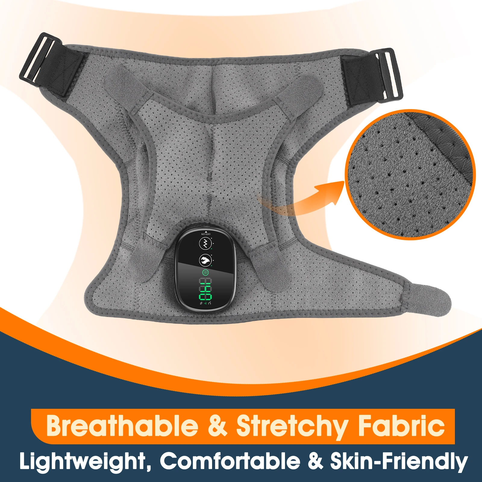 Heated Shoulder Massager Wrap Electric Vibration Massage Support Strap Smart LED Display Cordless Heating Pad Muscle Relaxation