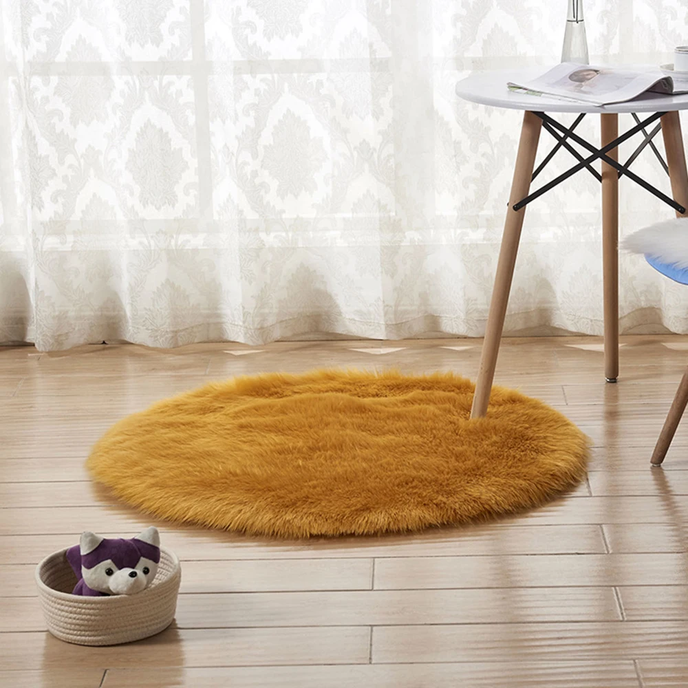 1/2PCS Carpet Soft Machine Floor Small Rugs Mat Warm Artificial Sheepskin Rug Chair Cover Fluffy Round Rug Carpet Circles