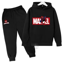 Conjunto de Sudadera con capucha y pantalones con estampado de Marvel Spider Man para niños y niñas, moda para bebés, regalo deportivo cálido para regreso a la escuela, otoño