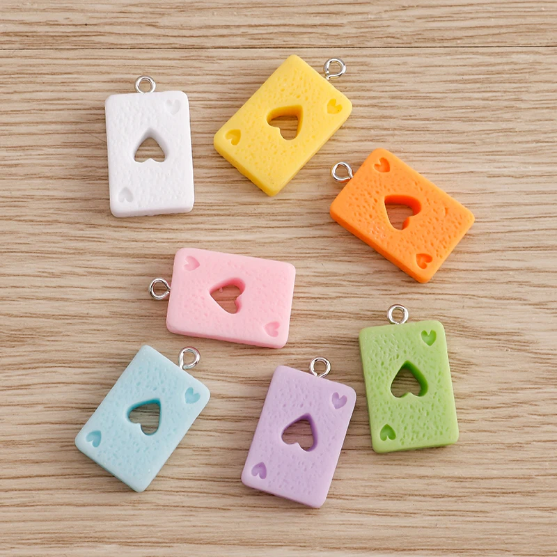 Tusember 10Pcs Mixed Cute Resin Playing Card Poker Ace Charms Pendants For Earring Bracelet DIY Jewelry Making Accessories