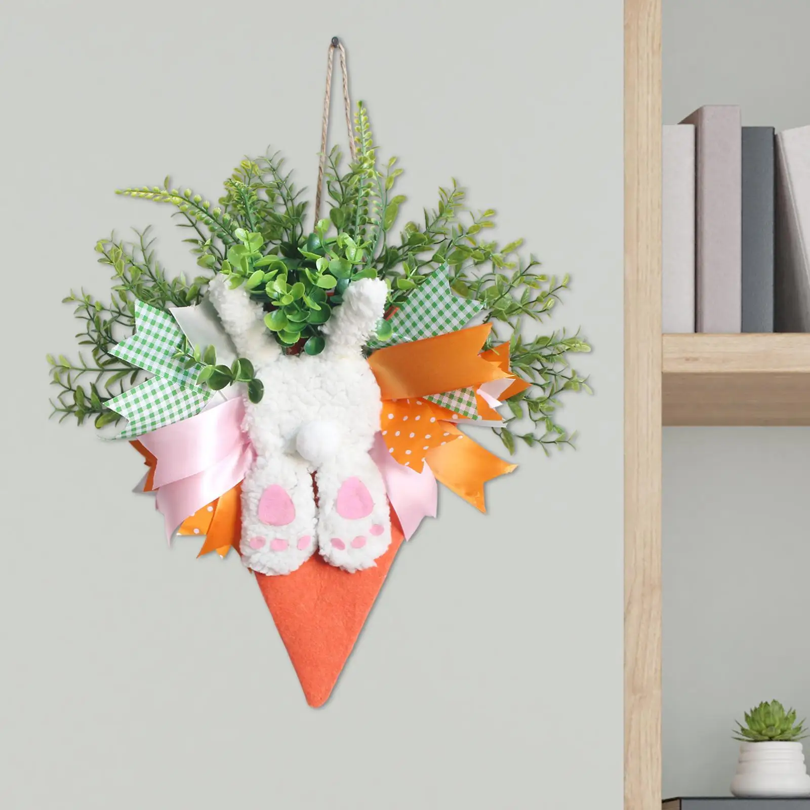 Easter Door Wreath Hanging Garland Rabbit Decoration Front Door Decor for Home Holiday Patio Indoor Outdoor Easter Celebration