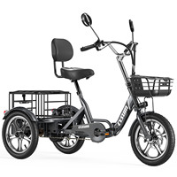 Cysum T1 Pro Electric Tricycle for Adult, Cargo Electric Bike Three Wheels for Men Women Elderly, 48V 22Ah Battery Range 150km