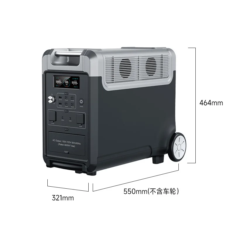 3600W 3840Wh 500Ah Outdoor Power Supply Portable Energy Storage Power Supply C40 Cylindrical Lithium Iron Phosphate Battery