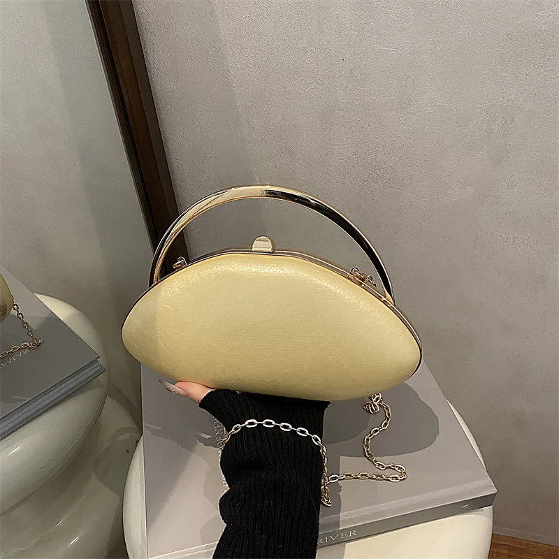 

Дизайнерский клатч в форме ракушки с металлической застежкой-цепочкой, кошелек для ужина, женские вечерние кожаные сумки через плечо через плечо