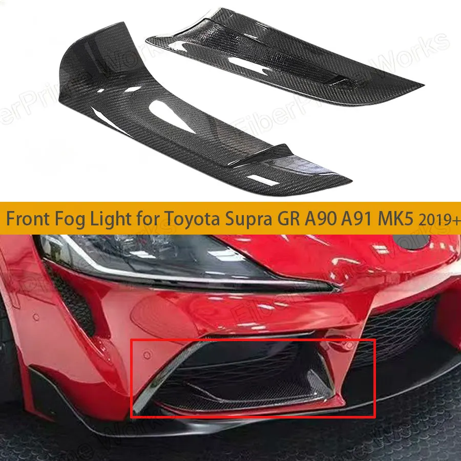 For Toyota GR Supra A90 A91 MK5 2019up Carbon Fiber Fron Bumper Air Vent Cover Canards Spoiler Splitter Fins Winglet Bodykit