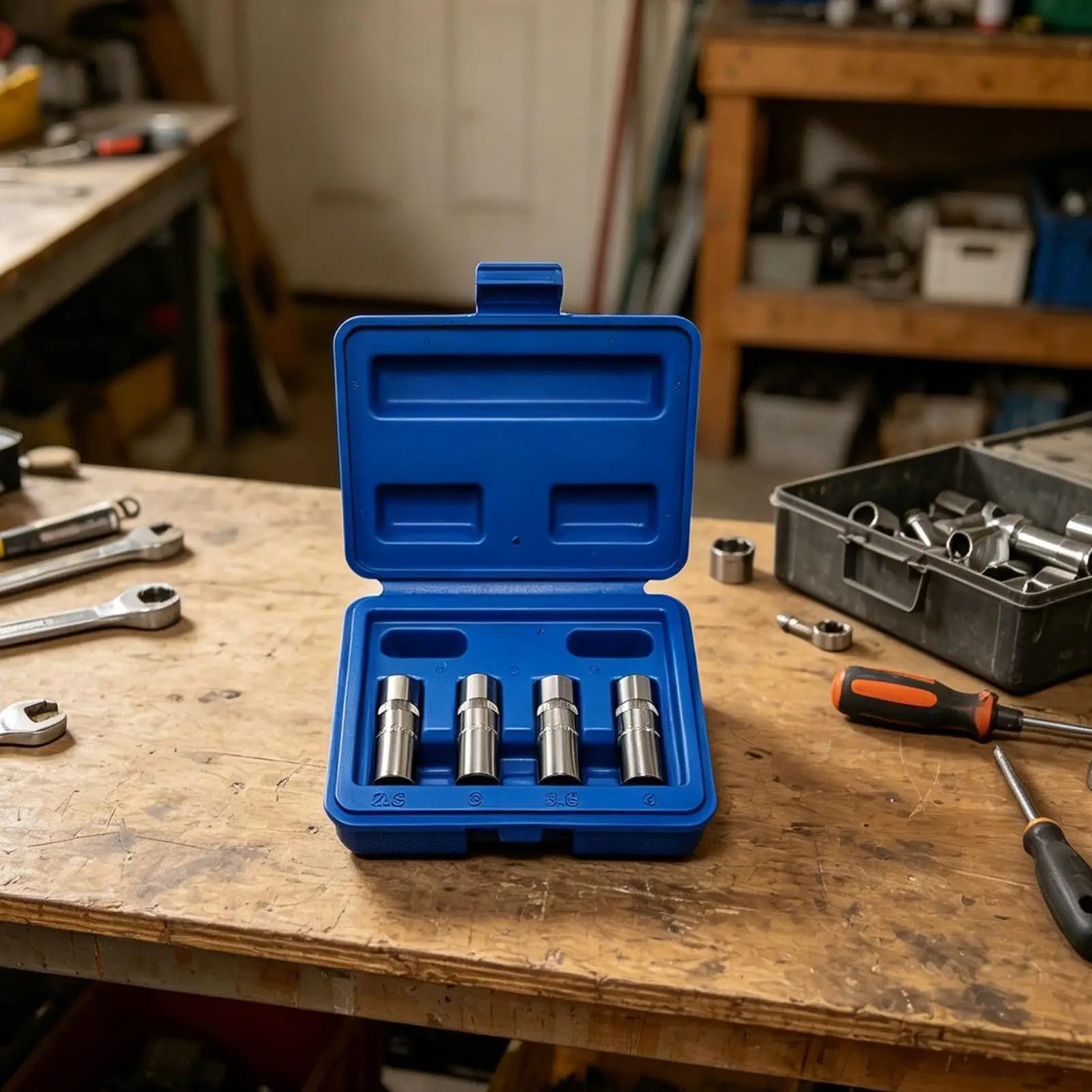 Bolt Extractor Kit 4 Pieces 1/4Inch Universal Multi-Spline Puller Extractor Socket Set For Damaged Car Automotive Mechanics