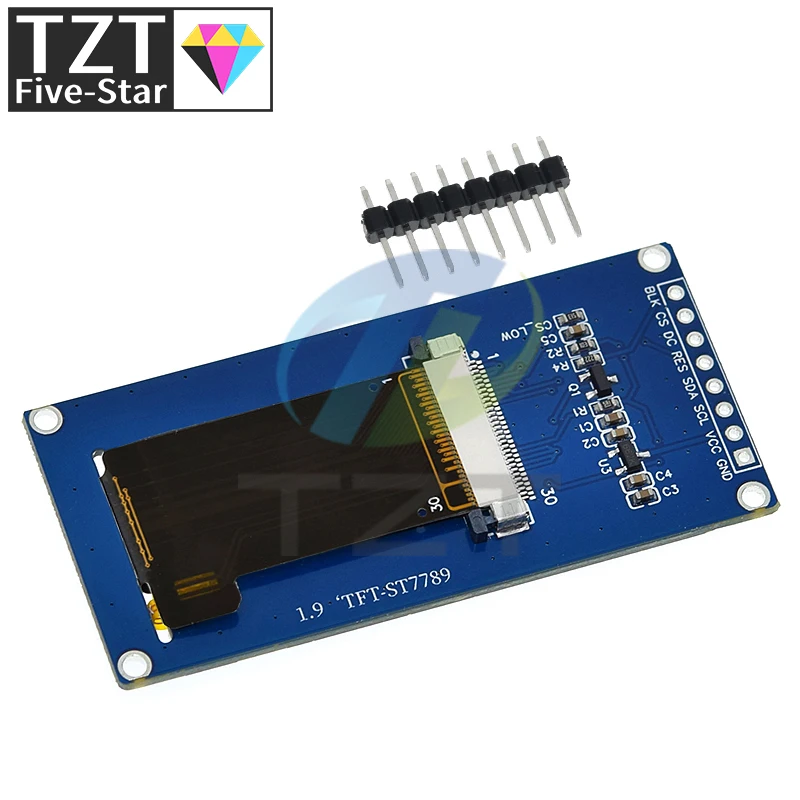 TZT 1.9 Inch IPS Full Angle TFT Display Screen LCD Screen Color Display Module SPI Serial Port High-definition 170x320 ST7789