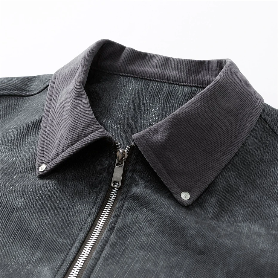 Vintage PU Jacket Men Motorcycle Biker Coat Fashion Casual Cargo Jacket Male Turndown Collar PU Coat Black