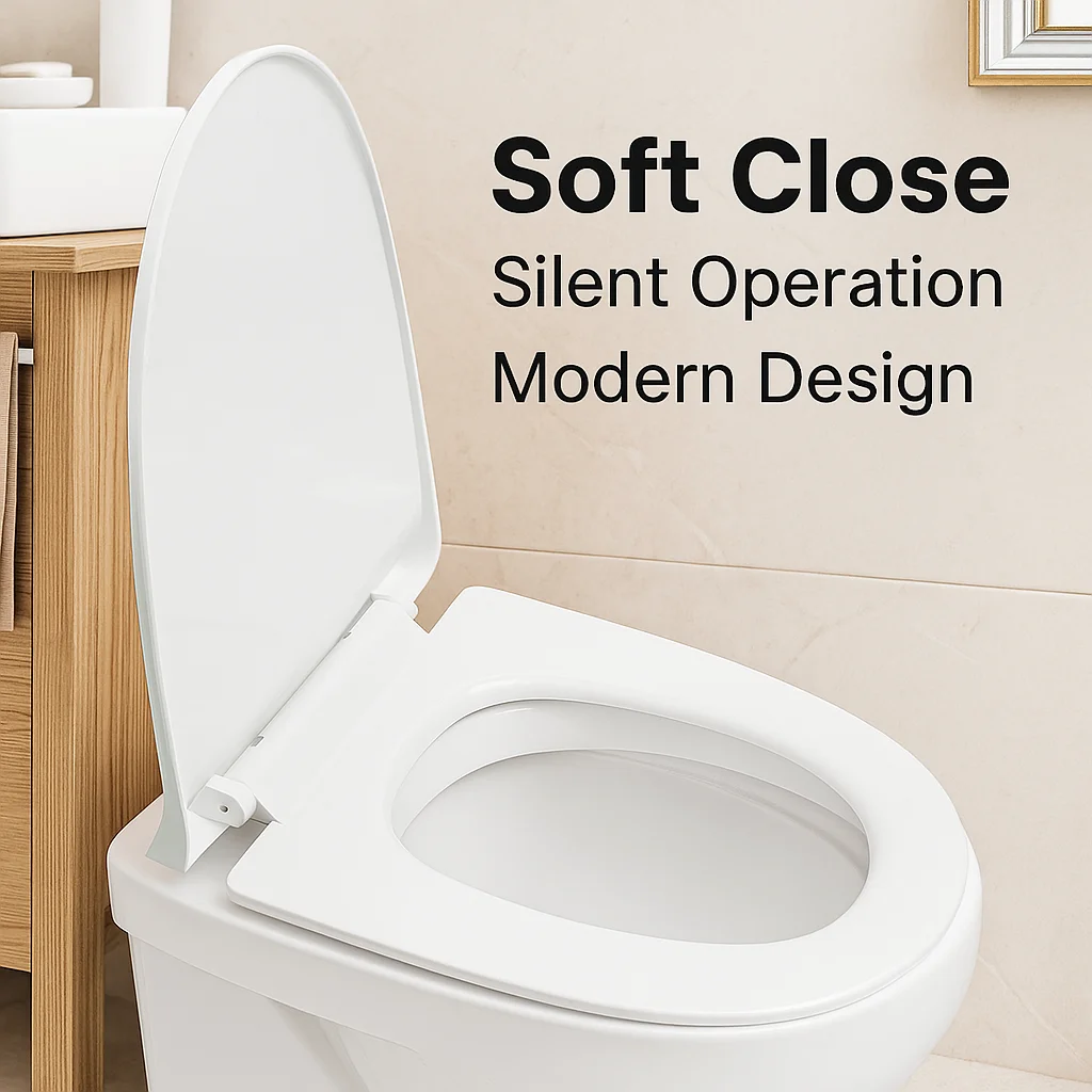 

Bathroom Daily Use Toilet Seat, Smooth Plastic Replacement Lid, Quick Install for Home Use