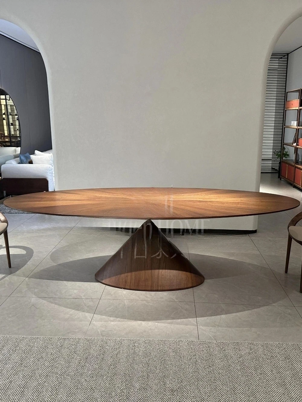 Minimalist suspension retro black walnut flying saucer dining table and chairs oak oval solid wood special-shaped tea table