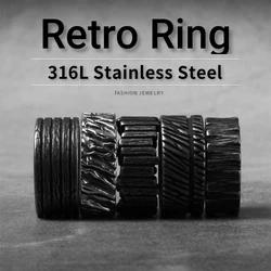 Vintage Retro Geometry Stainless Steel Mens Rings Trendy Charm for Male Boyfriend Biker Jewelry Creativity Gift Wholesale