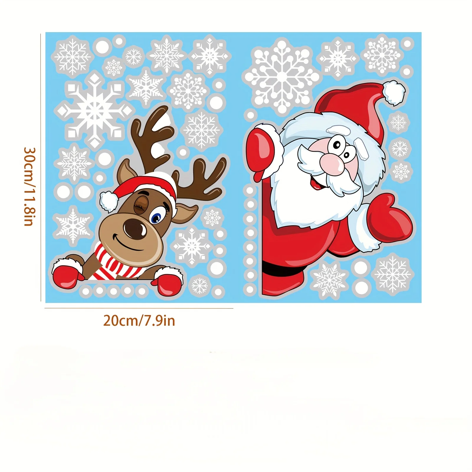 مجموعة ملصقات لاصقة ثابتة لعيد الميلاد مكونة من قطعتين - تطل سانتا والرنة من خلال الأبواب الزجاجية، زينة عيد الميلاد