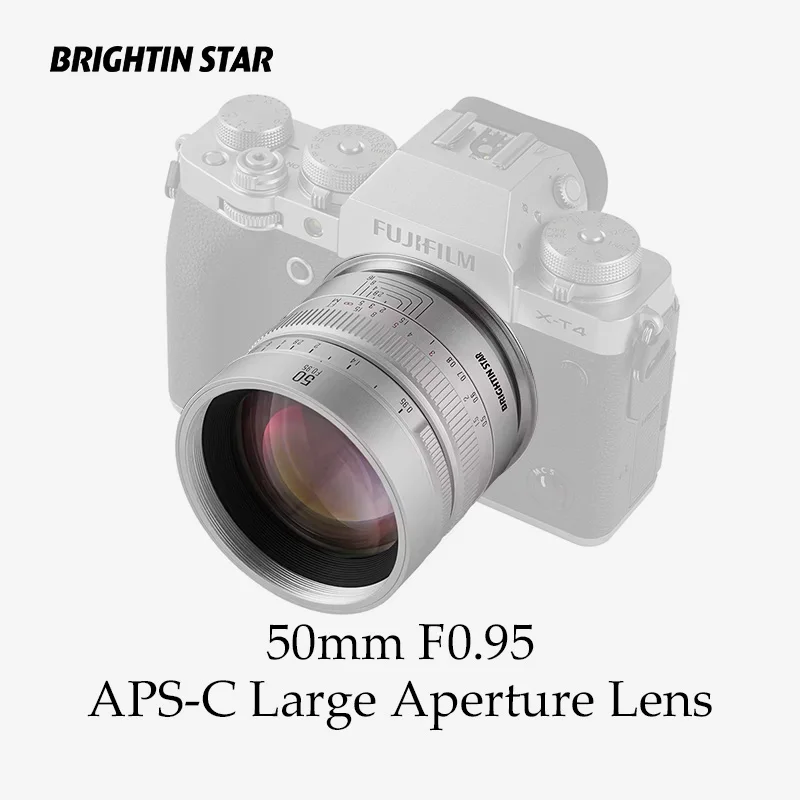 

Объектив Brightin Star 50mm F0.95 APS-C для беззеркальных камер, портретный, для Sony E ZVE10, Fujifilm XF, Canon EOS M, Nikon Z, Canon RF-S, M43