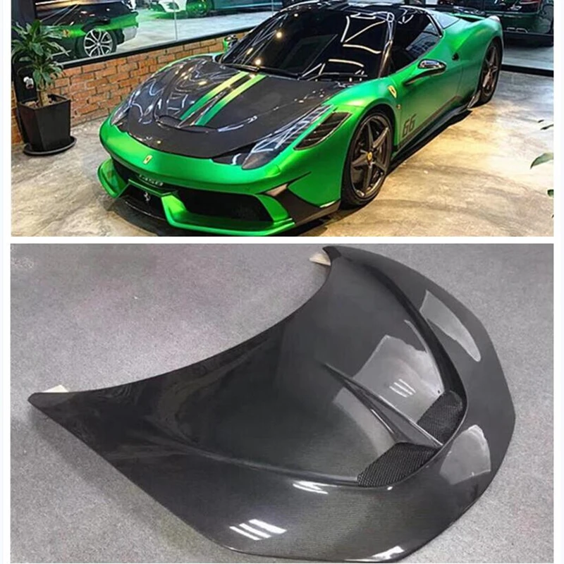 

For Ferrari 458 Real Carbon Fiber & FRP Primer Front Bumper Engine Hood Bonnet Vent Cover High Quality Car Accessories