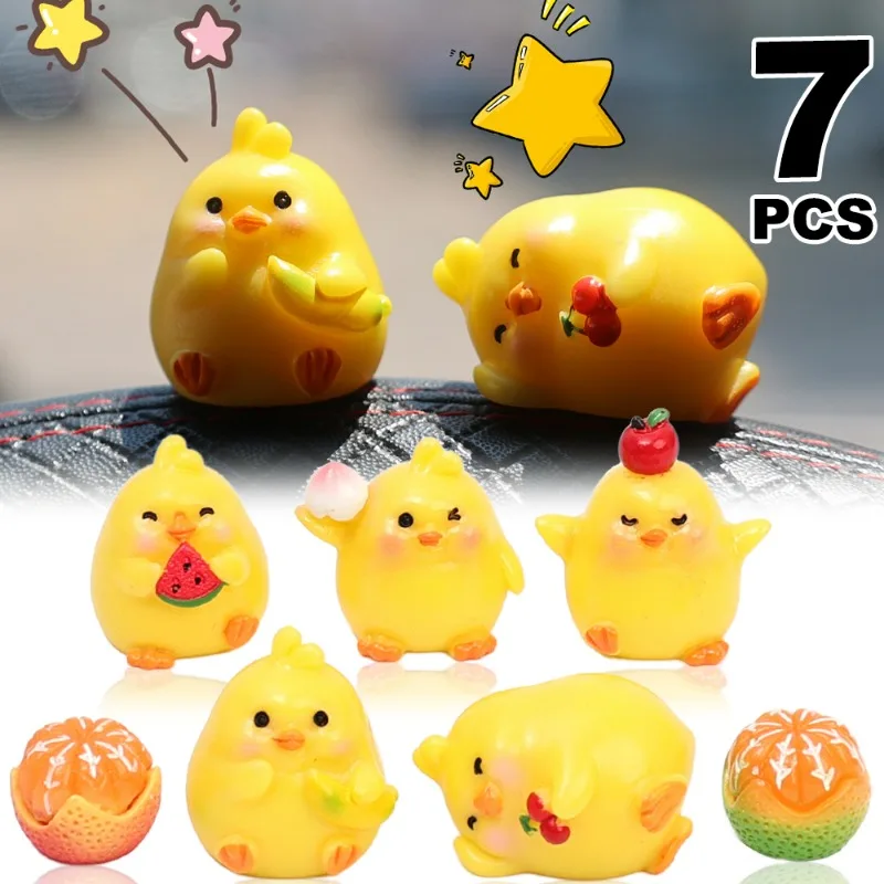 

Cute Car Ornaments Auto Rearview Mirror Cartoon Fruit Chicken Decoration Ornament Car Interior DIY Resin Decorative Accessories