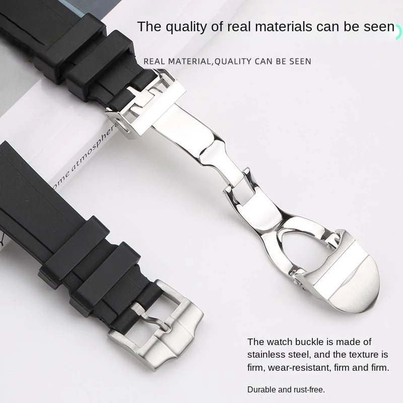 22-12mm concex Sot silcone Watch Strap for Tudor Palagos 25500 25600 Rubber WatchBand Waterprogf Men Steel buckle accessonese