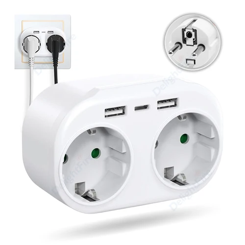 USB 포트가 있는 EU 벽 소켓, AC 콘센트 익스텐션 플러그 어댑터, 4000W 유로 표준 전력 컨버터 충전 CE, 220V 16A 멀티탭 