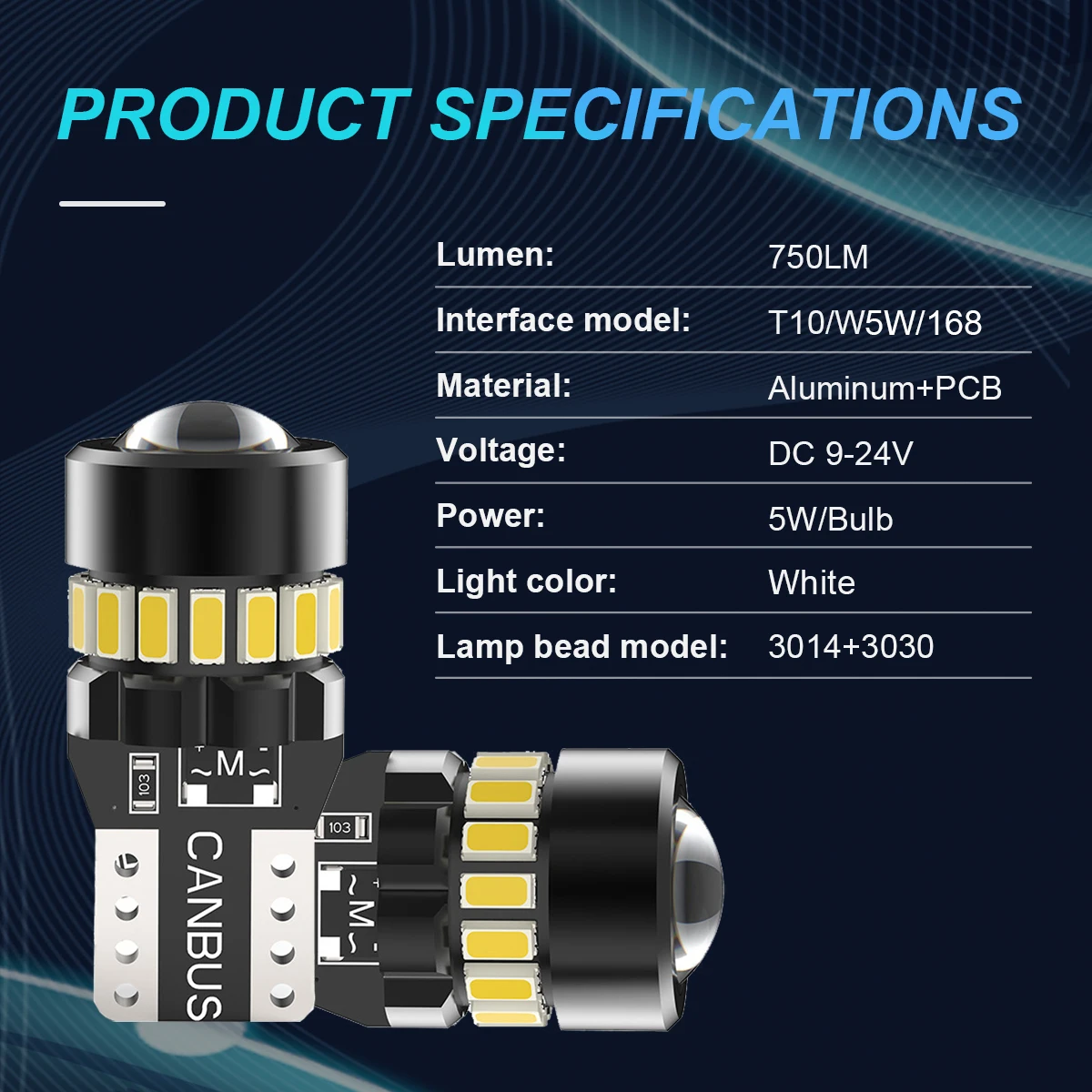 NLpearl 2PCS T10 W5W LED Canbus No Error 194 168 Bulb Car Side Interior Lights 3030 SMD BMW Audi Super Bright 6500K White 12V