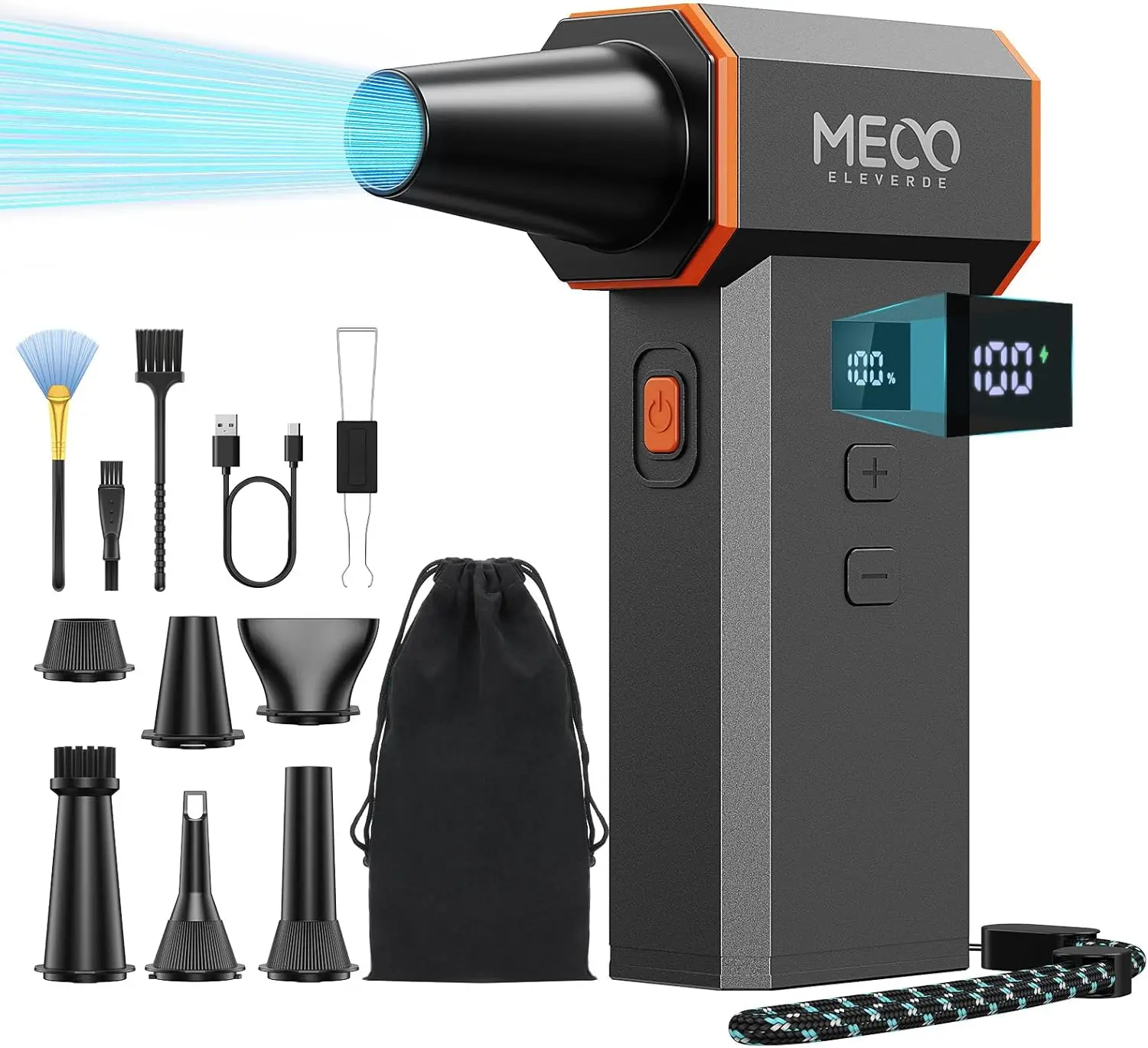 

Электрический пылесос-воздуходувка 220 000 об/мин с бесщеточным двигателем и LED-дисплеем, беспроводной, для чистки ПК, клавиатуры, автомобиля