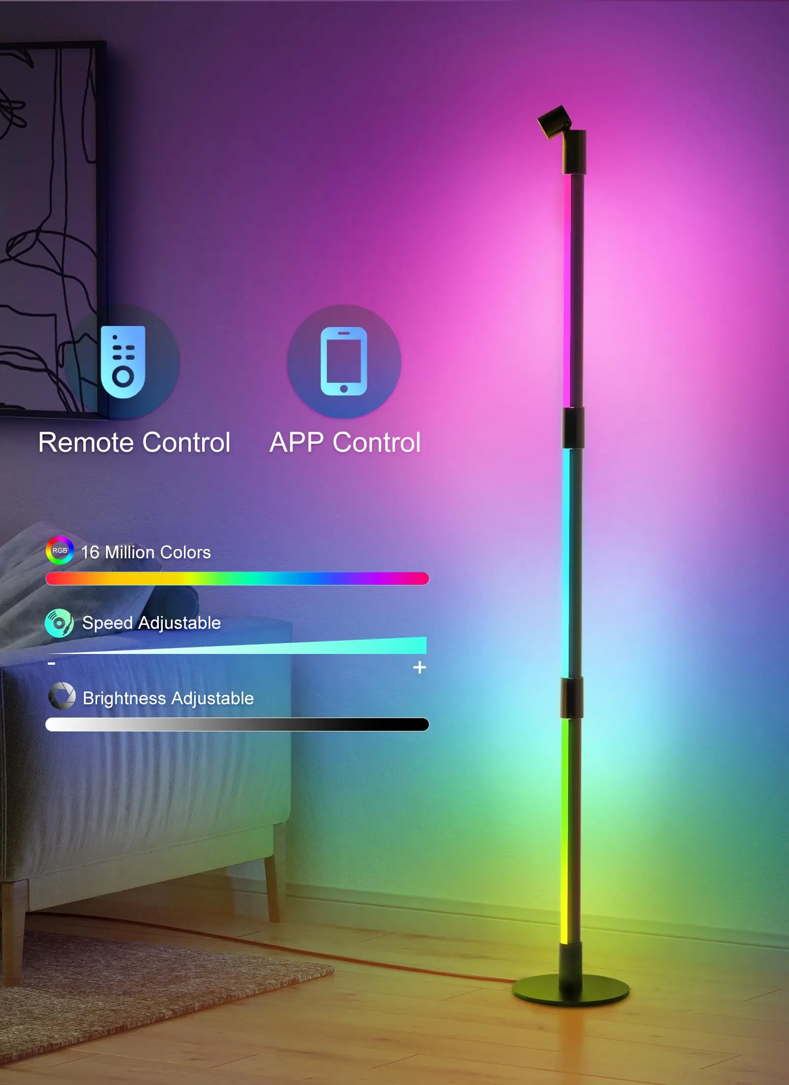 Smart RGBW LED Lamp with Spotlight, App & Remote Control, Music Sync, 16 Million Colors & Memory Function, Perfect
