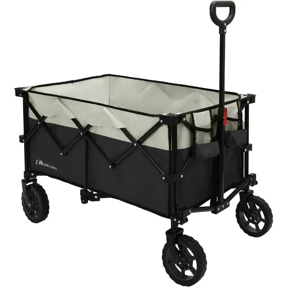 

Collapsible Folding Wagon Cart Heavy Duty Folding Garden Portable Hand Cart with All-Terrain Beach Wheels, Adjustable Handle