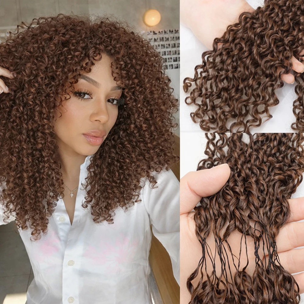 

Шоколадно-коричневые кудрявые волосы для крючкового плетения, невидимые бесшовные, предварительно разделенные, натуральные человеческие волосы для наращивания, бирманские кудри для женщин