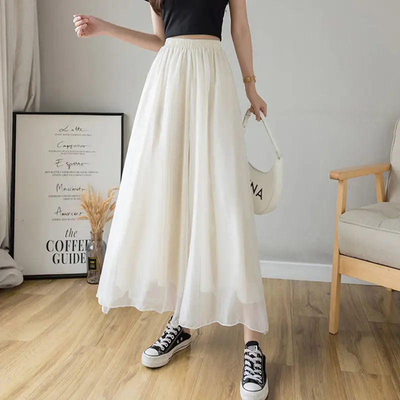 

Women's Loose Wide Leg Pants, Monochromatic, High Waist, Elegant Temperament, Casual Clothes, Summer Fashion, Simplicity